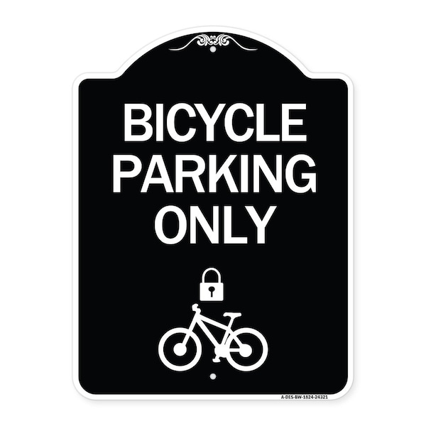 Bicycle Parking W/ Cycle and LockHeavy-Gauge Aluminum Architectural Sign, 24" x 18", BW-1824-24321
